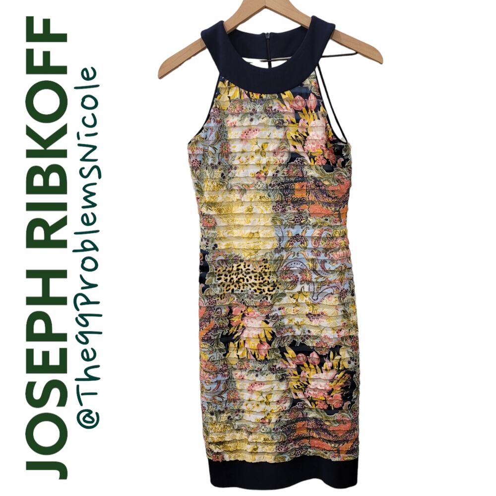 Joseph Ribkoff Texturized Bodycon Navy Leopard Dress